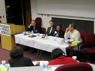 Panelists (from left) Willie Rodriguez, Carl Sciortino, Barbara Fields and Jay Kaufman. 